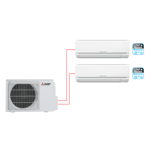 Кондиционер Mitsubishi Electric MSZ-HJ25VA-ER1 + MSZ-HJ35VA-ER1 / MXZ-2HJ40VA-ER1