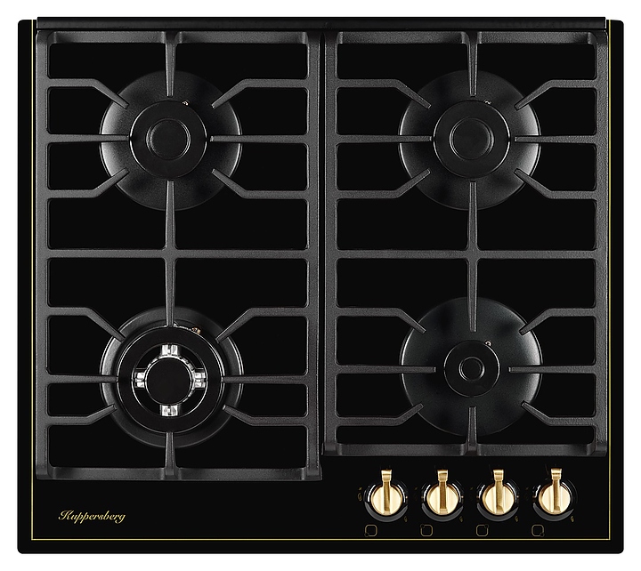 Варочная панель Kuppersberg FQ 602 B газовая, черная с фурнитурой под бронзу