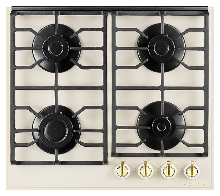 Варочная панель Kuppersberg FQ 601 C газовая, бежевая с фурнитурой под бронзу